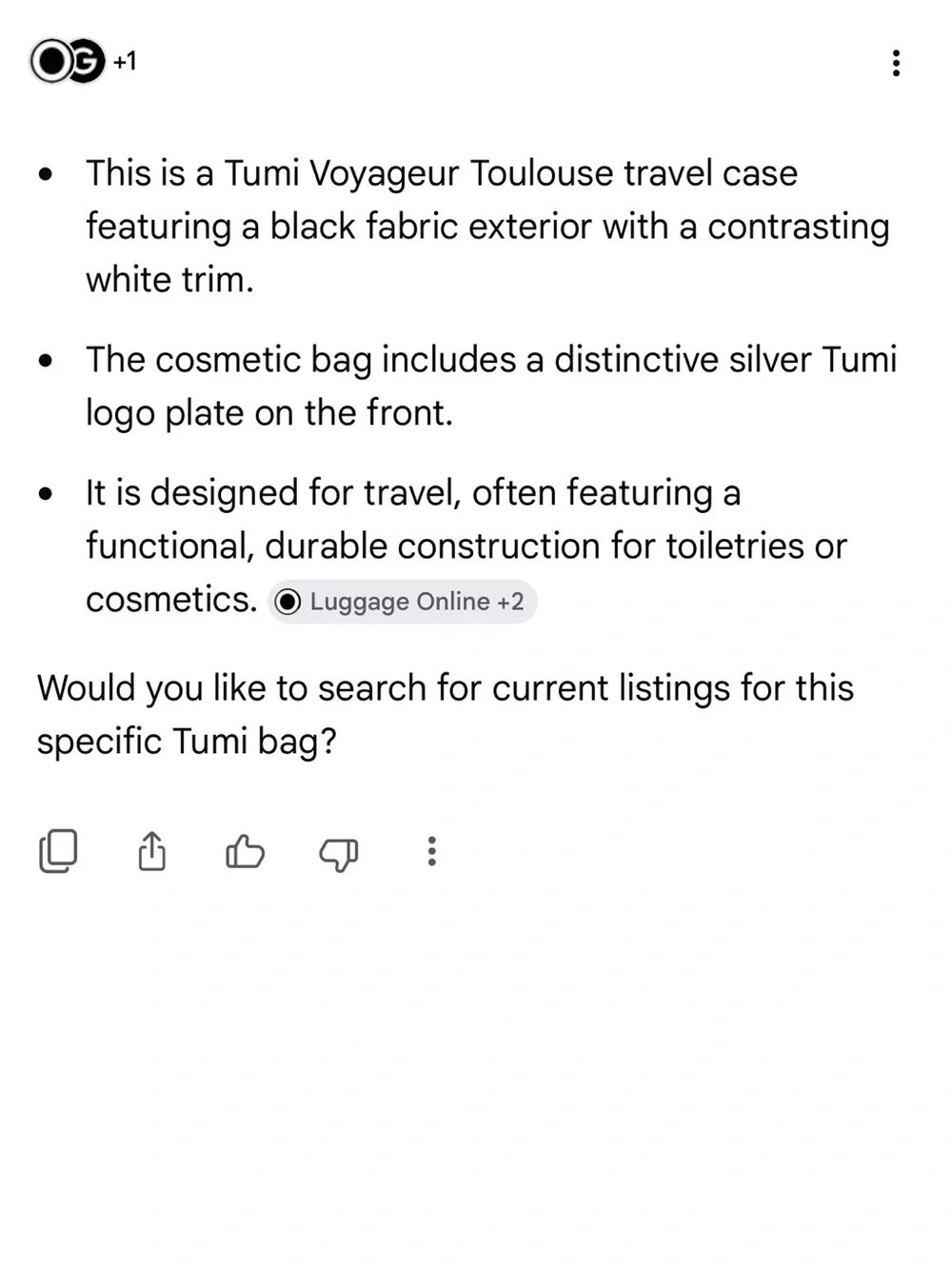 Tumi Voyageur Toulouse Black and White Nylon Travel Cosmetic Case